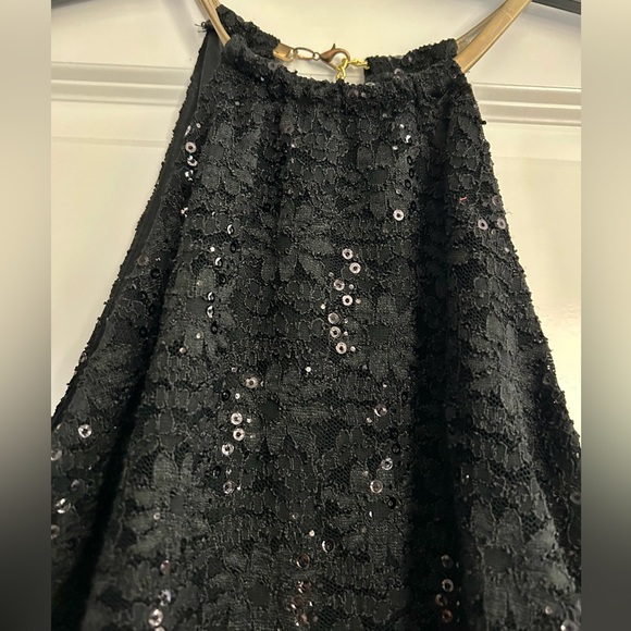 R&M Richards Black Jersey Dressy Sequin Wide Leg Jumpsuit Cocktail Social Size 6 - Picture 6 of 9